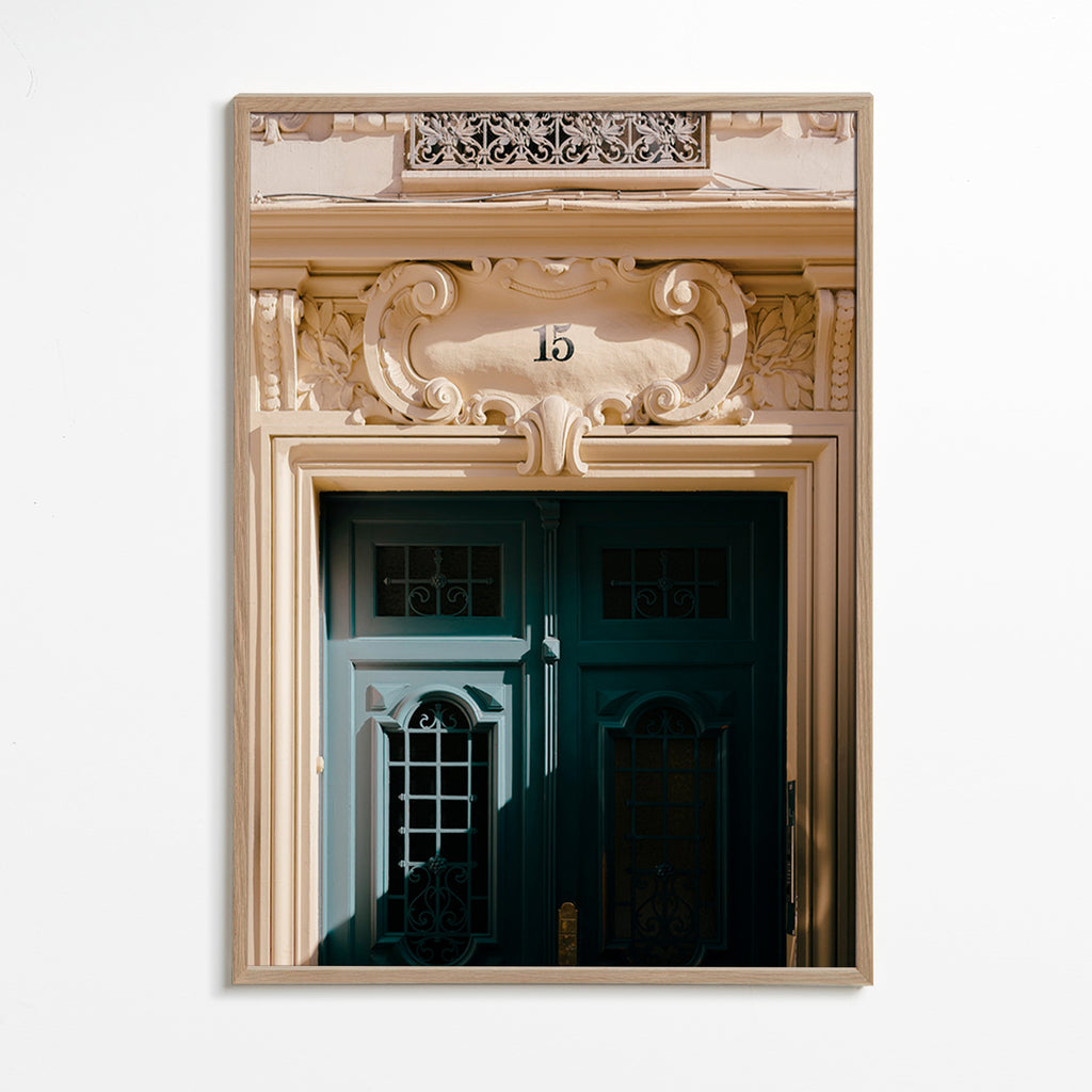 Kökskonst: grön dörr med nummer 15 – Oak Frame