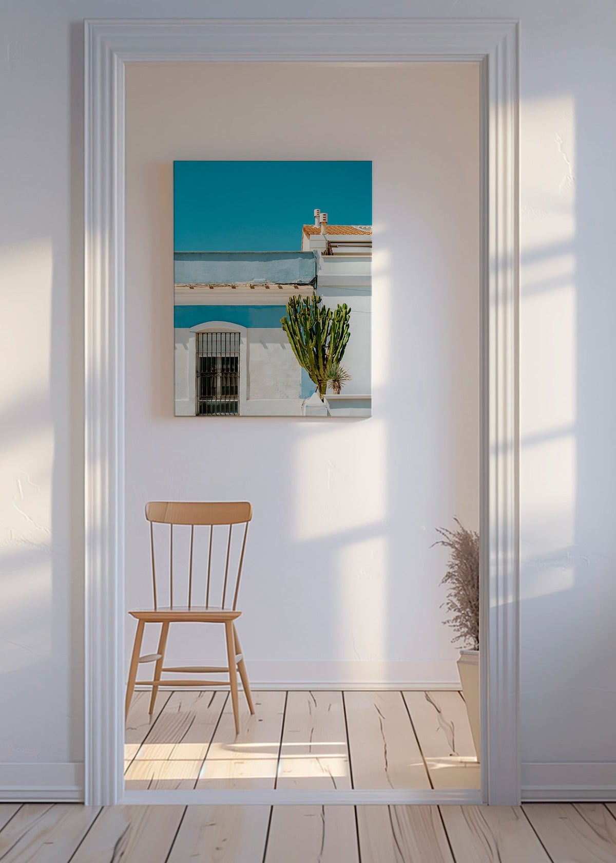 Botanisk poster: medelhavsfasad med kaktus – Canvas