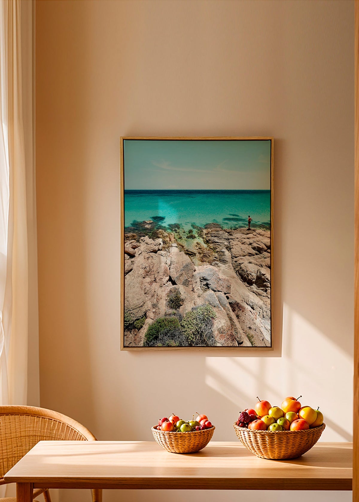 Landskapskonst: klippig kust med turkost hav – Canvas2
