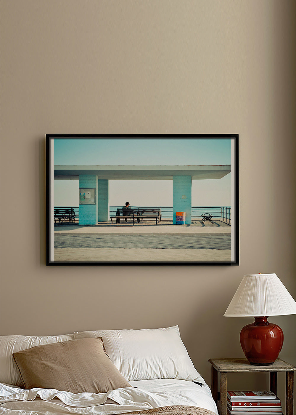 Pirsfotografi med ensam bänk – Canvas2