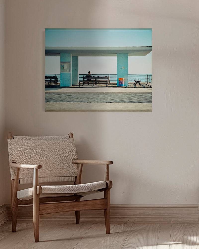 Pirsfotografi med ensam bänk – Canvas