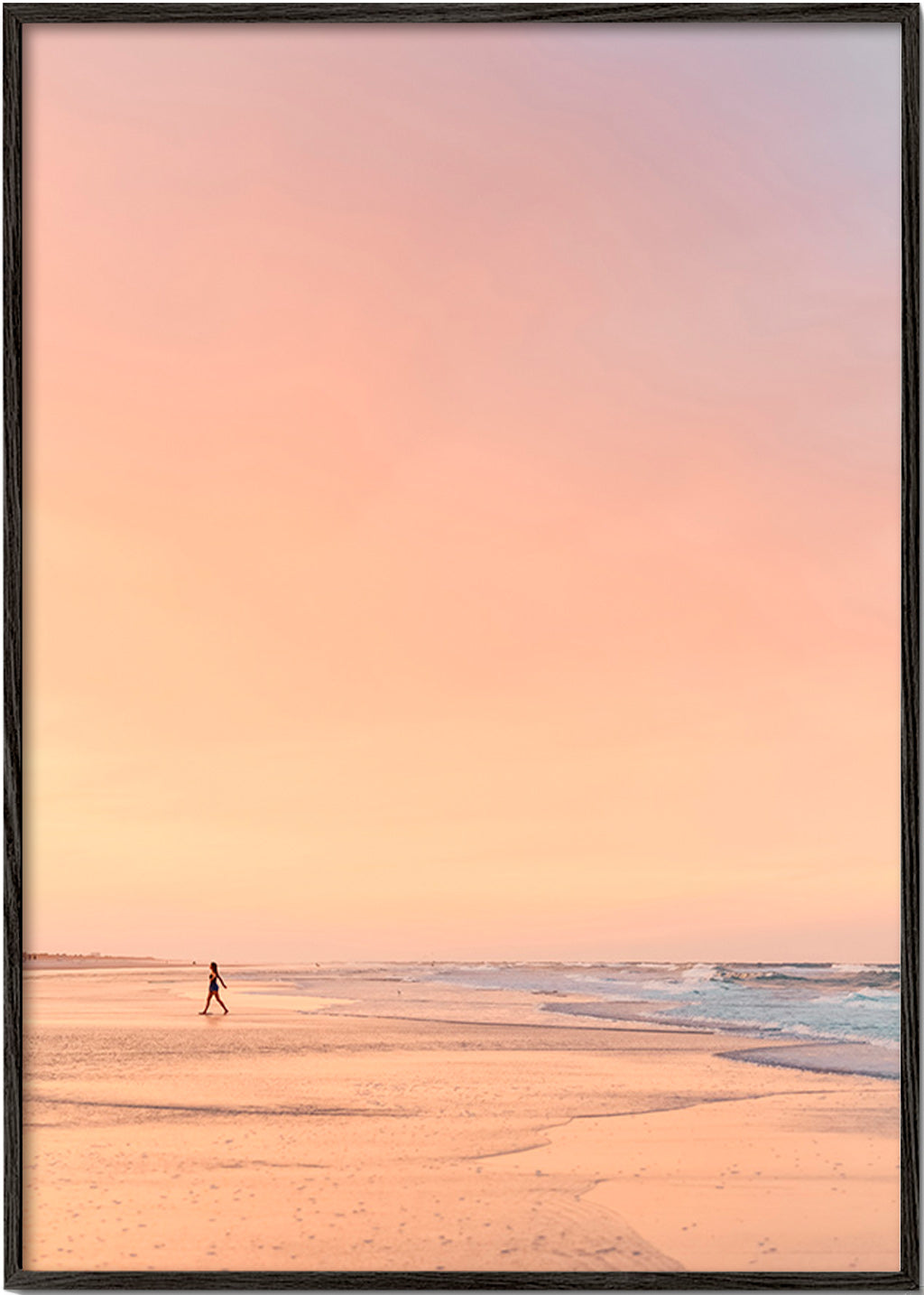 Landskapskonst: pastellstrand vid soluppgång – Black Frame