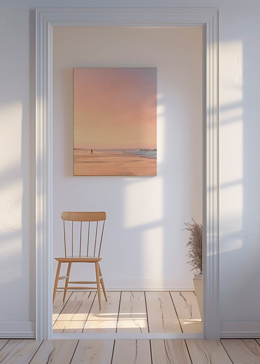Landskapskonst: pastellstrand vid soluppgång – Canvas