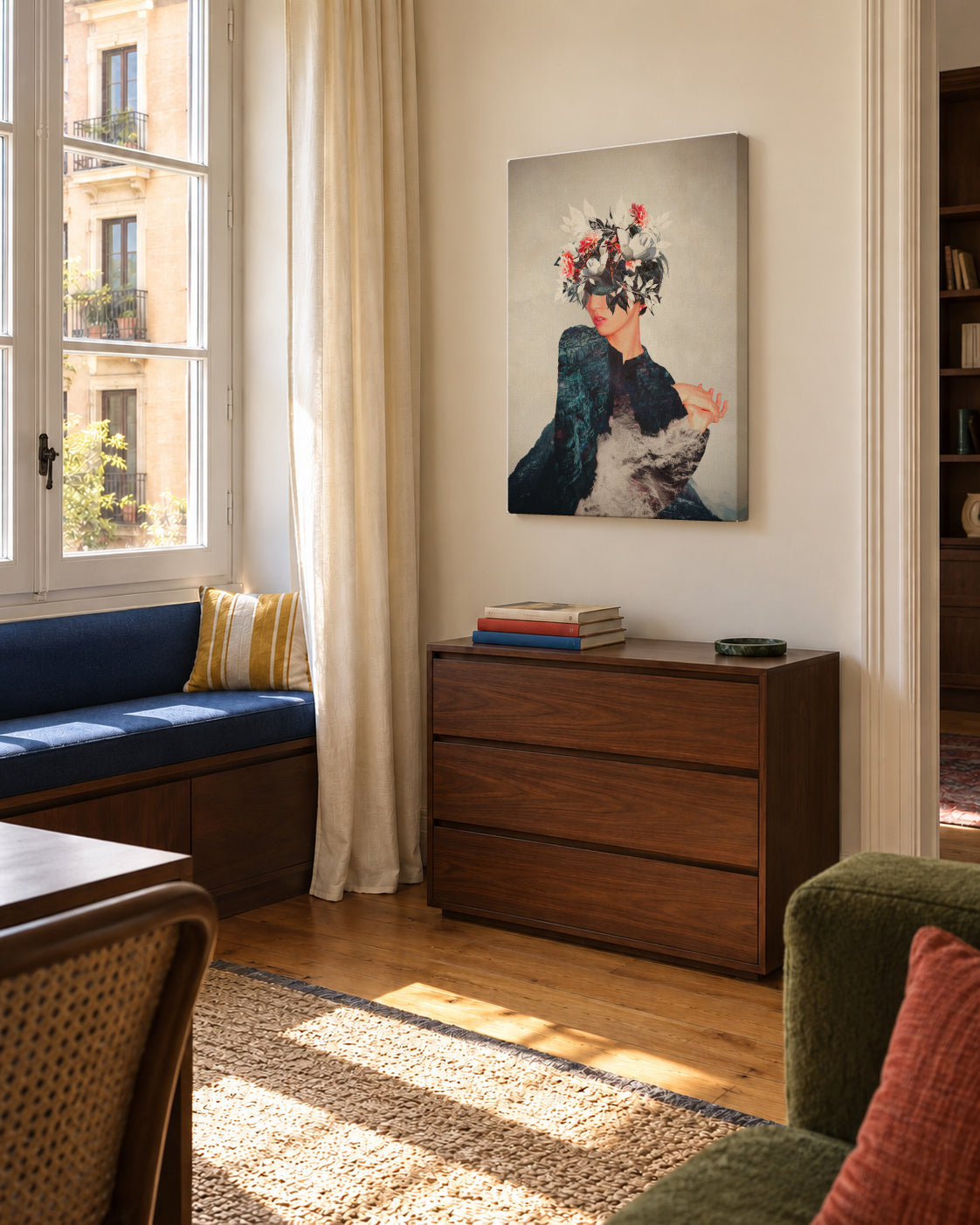 Kumiko - Unframed canvas in an interior