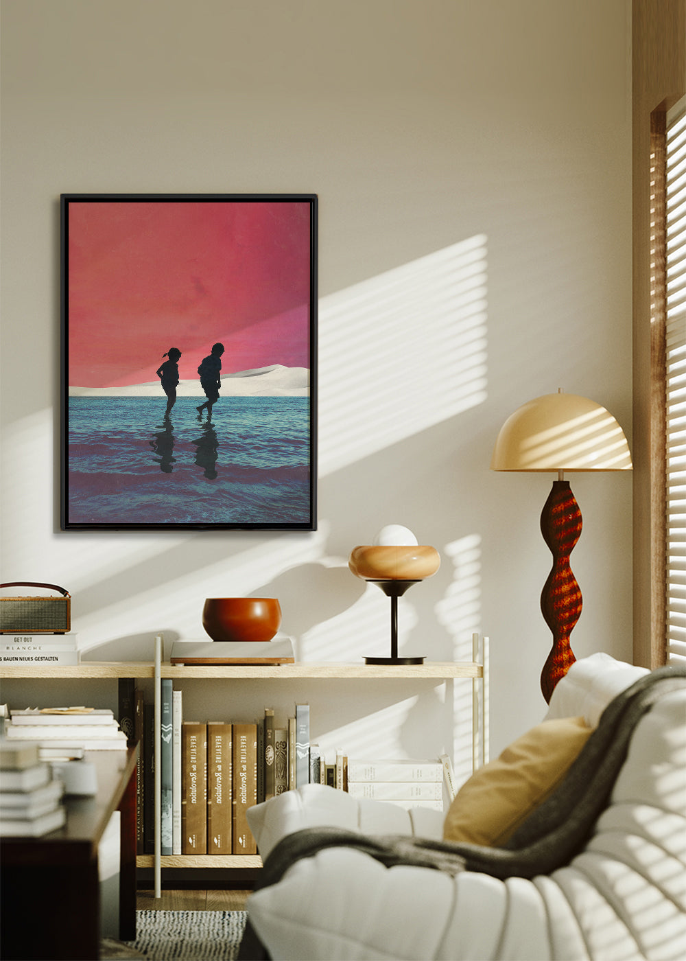 Barnposter med silhuetter i vattnet