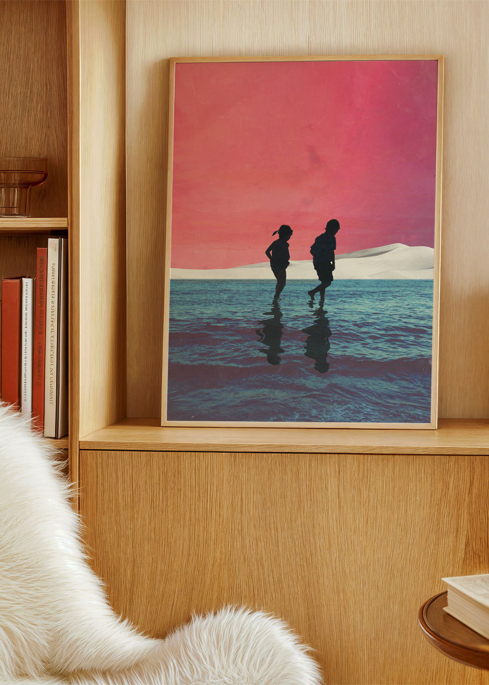 Barnposter med silhuetter i vattnet