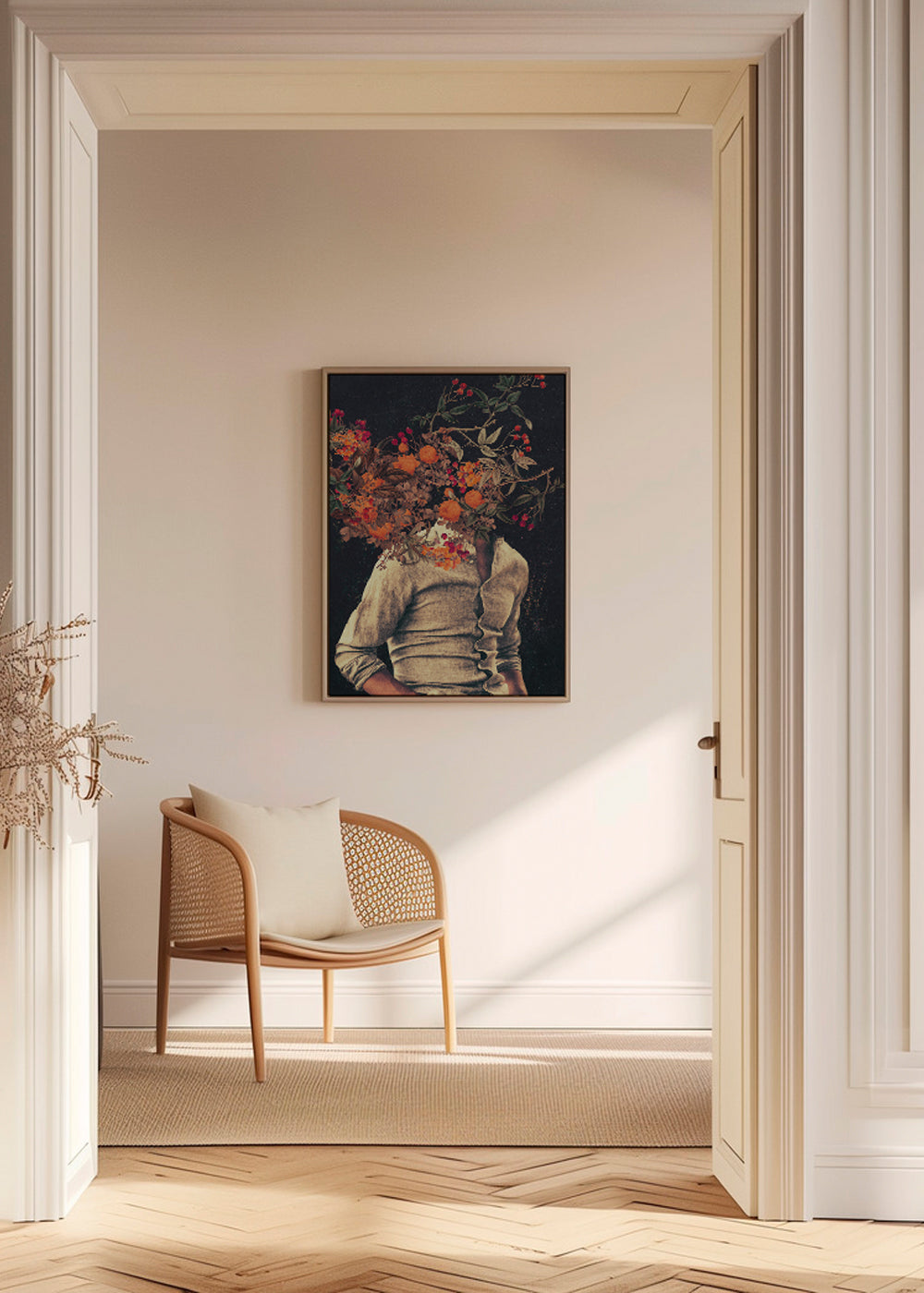 Botanisk poster med blommigt torso surreal