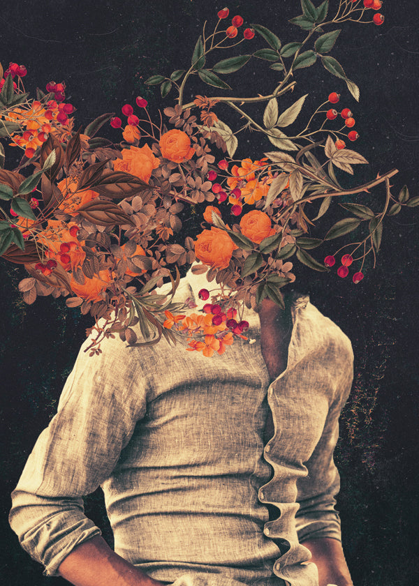 Botanisk poster med blommigt torso surreal