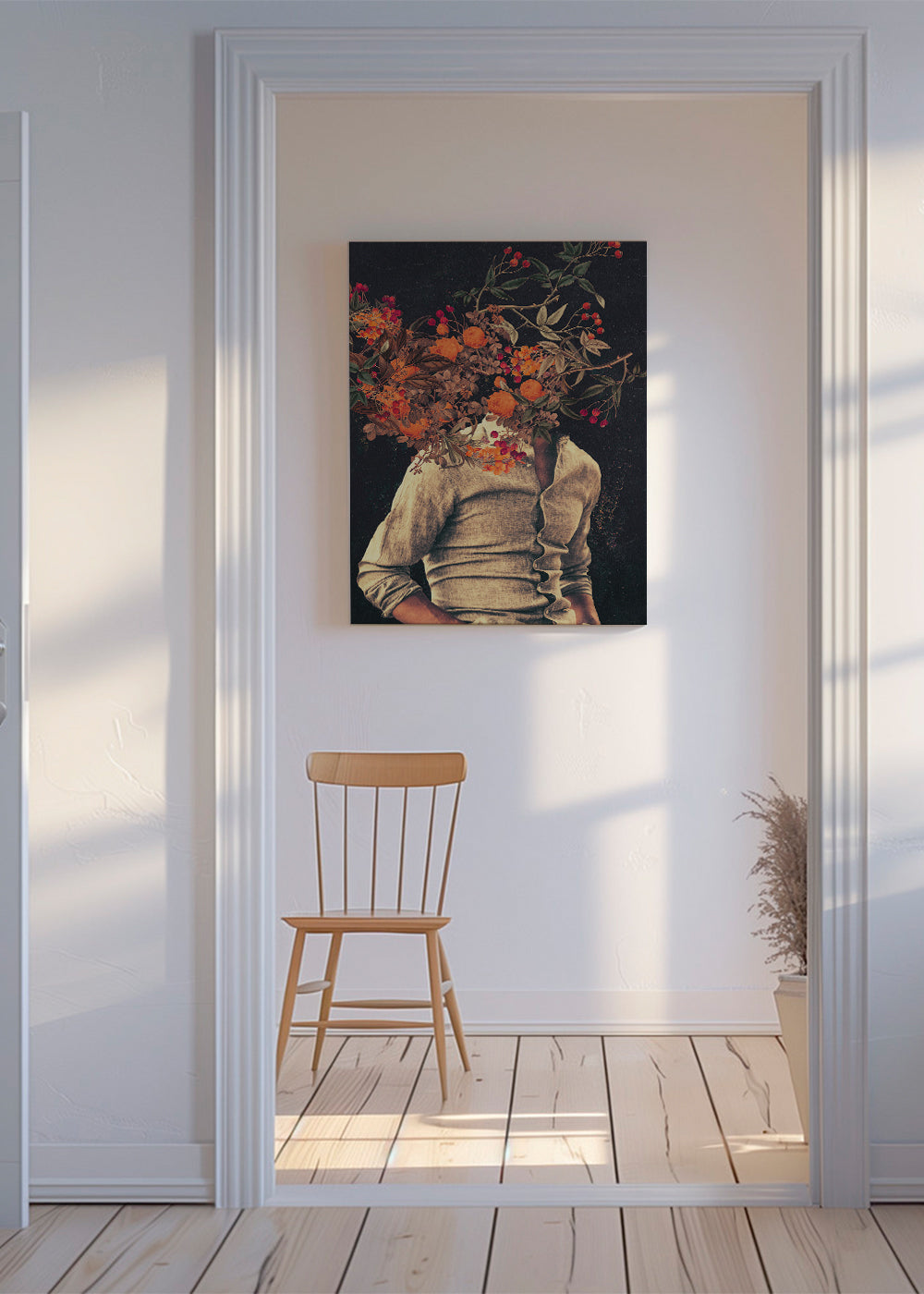 Botanisk poster med blommigt torso surreal