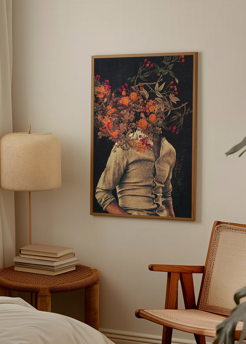 Botanisk poster med blommigt torso surreal