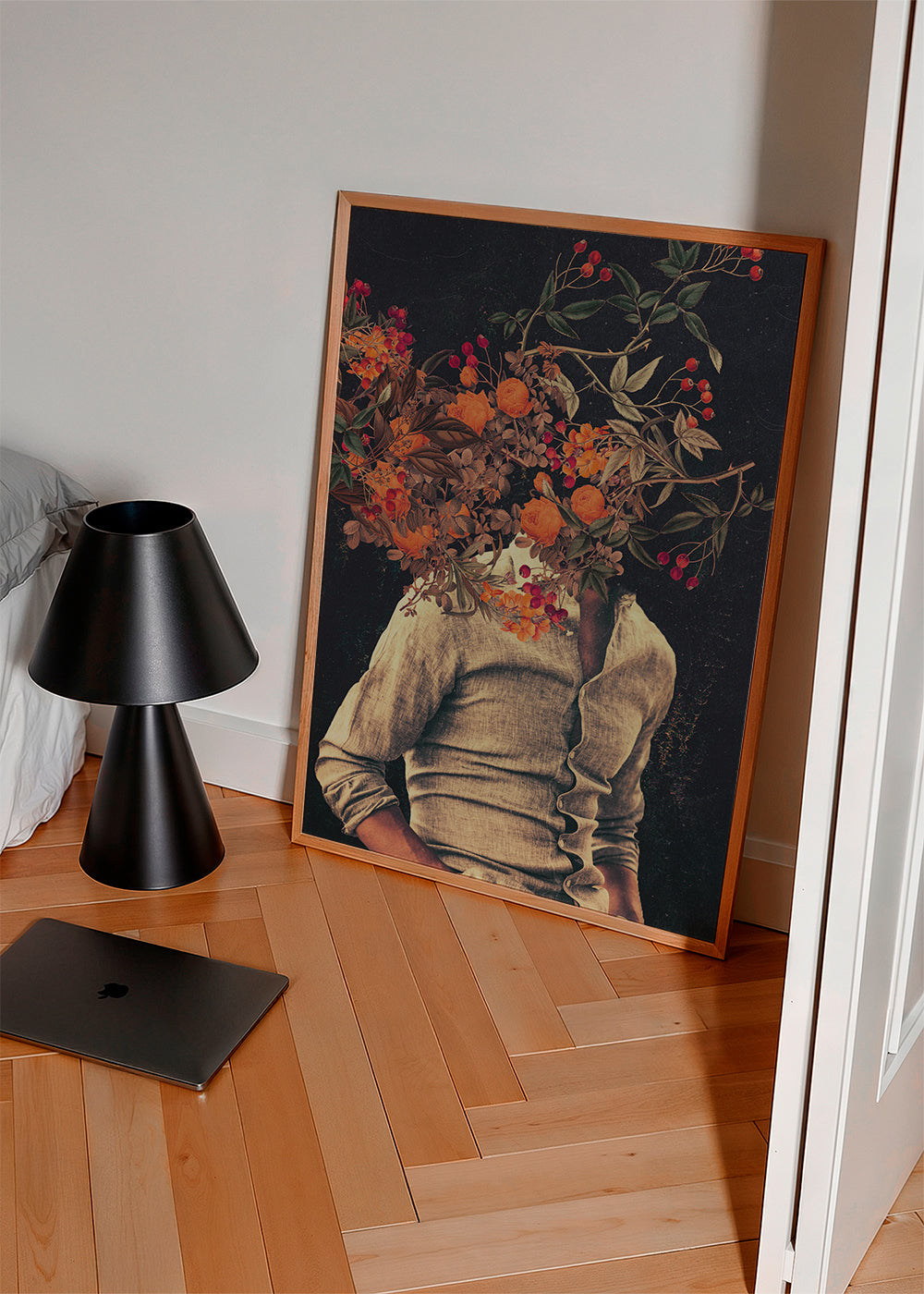 Botanisk poster med blommigt torso surreal