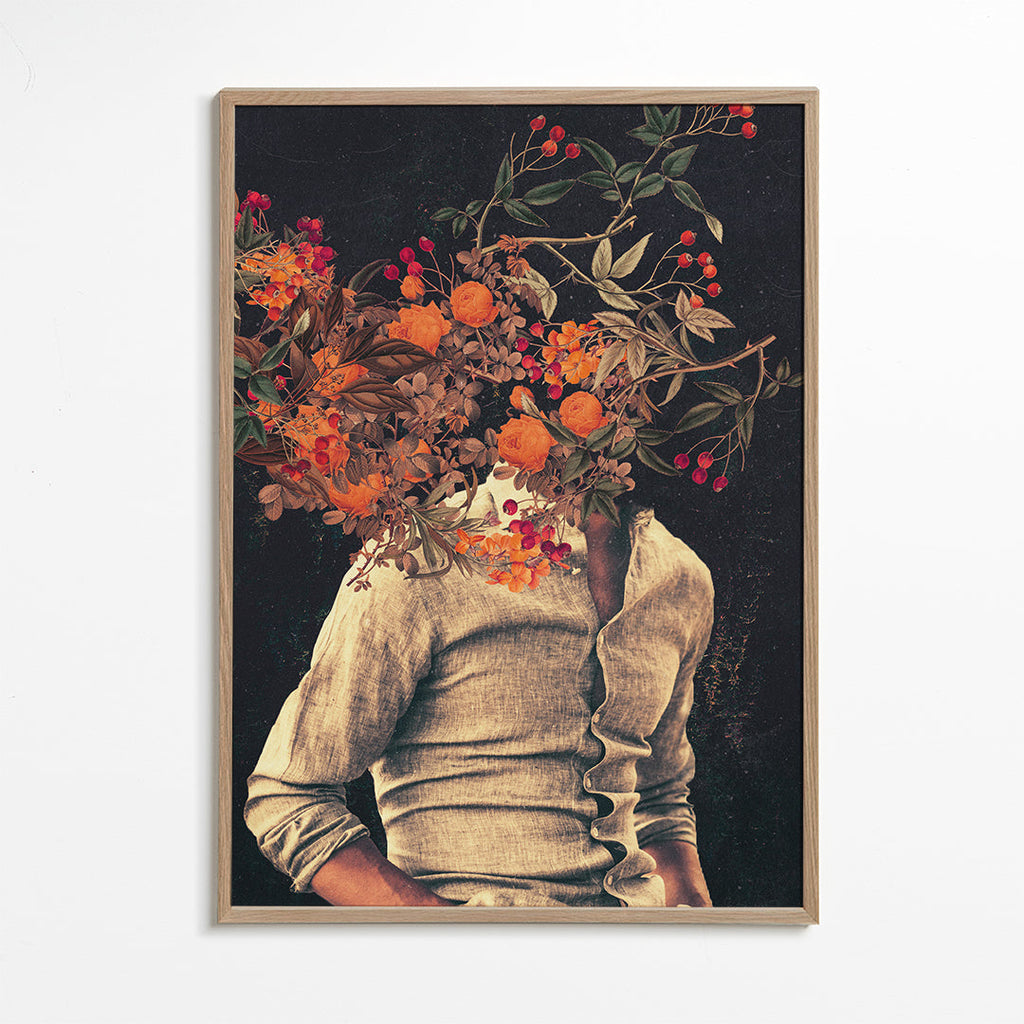 Botanisk poster med blommigt torso surreal