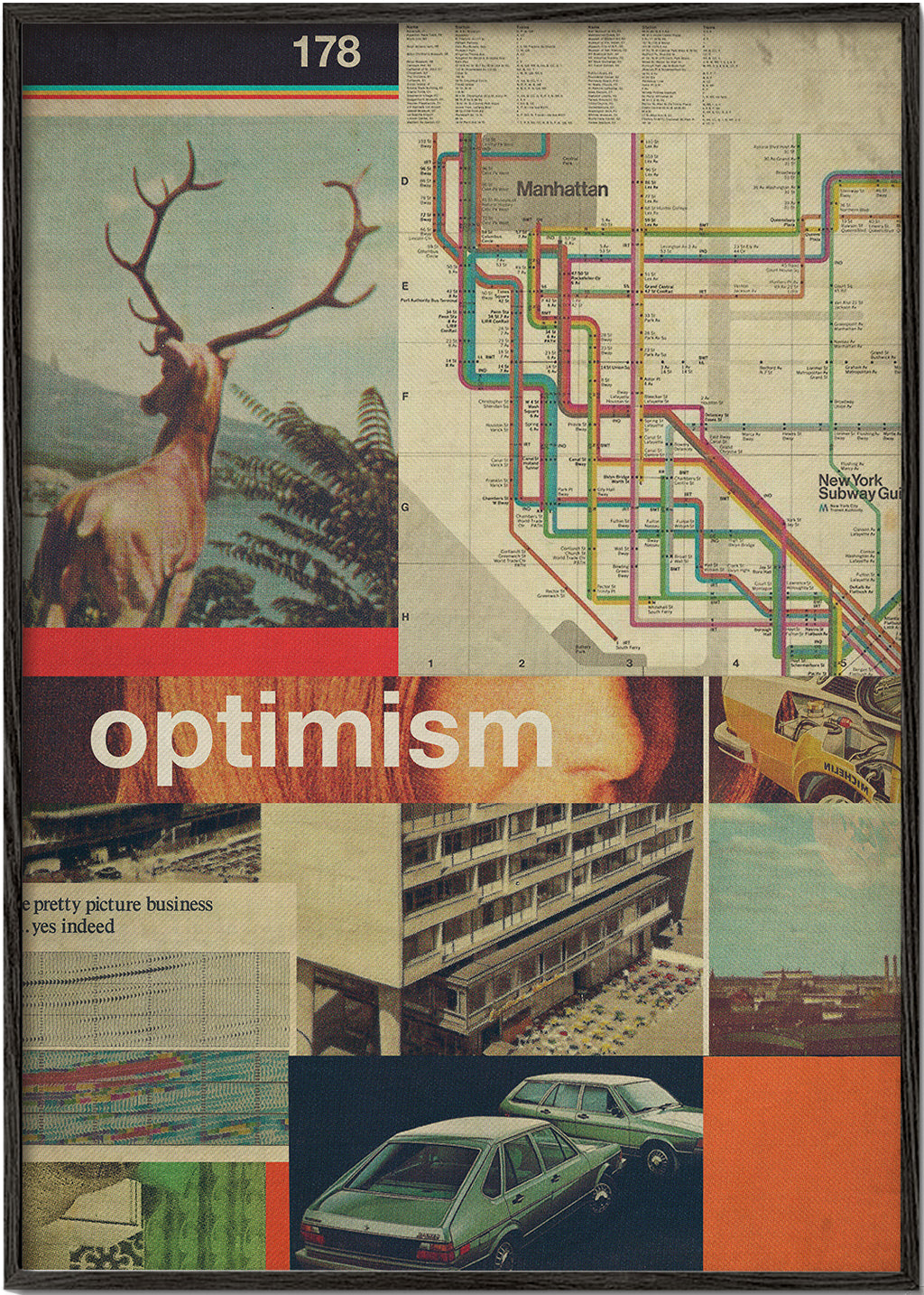 Vintage-collage med Manhattan-karta