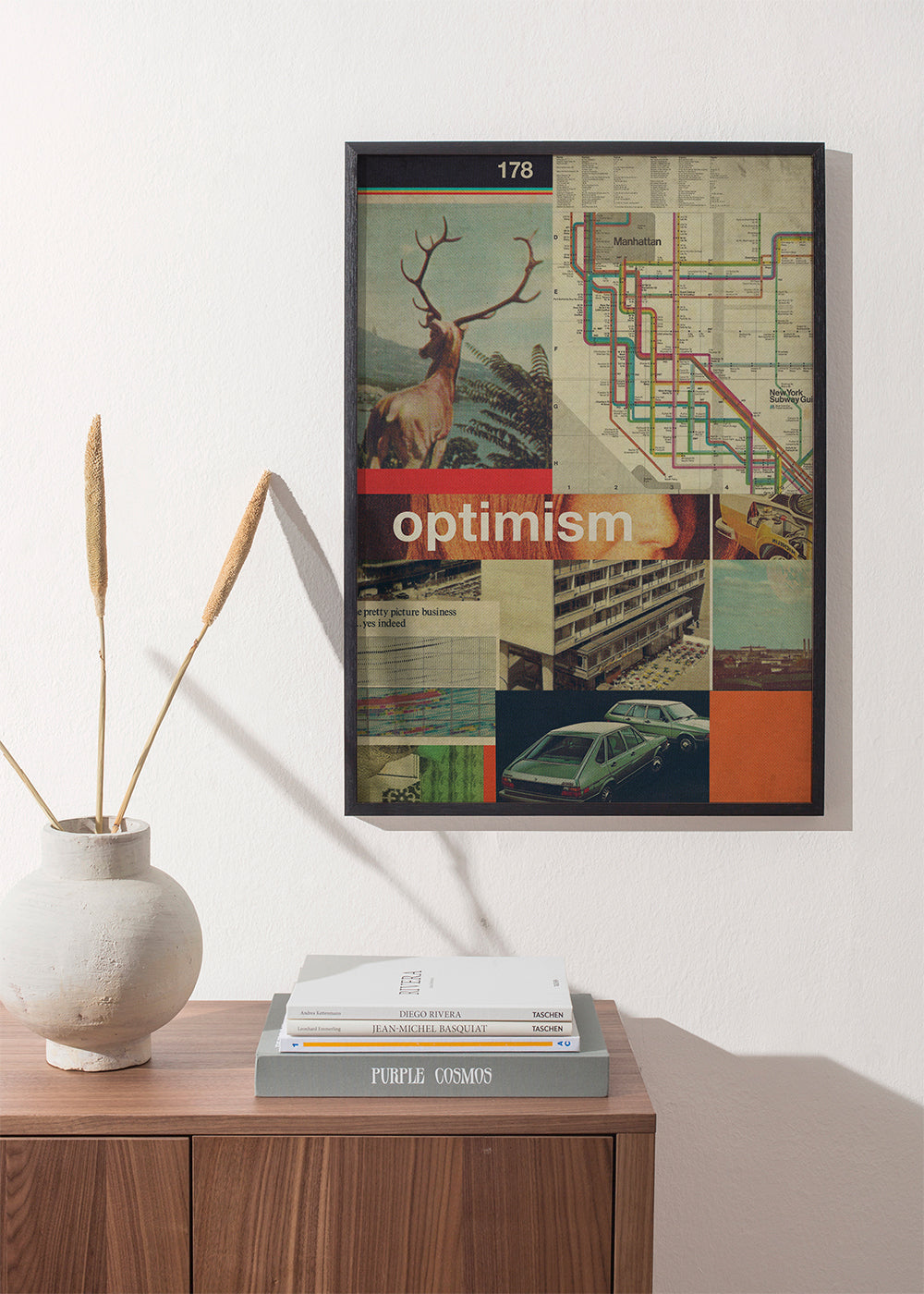 Vintage-collage med Manhattan-karta