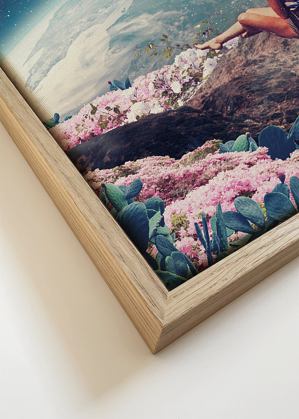 Botanisk poster med resenär och planet