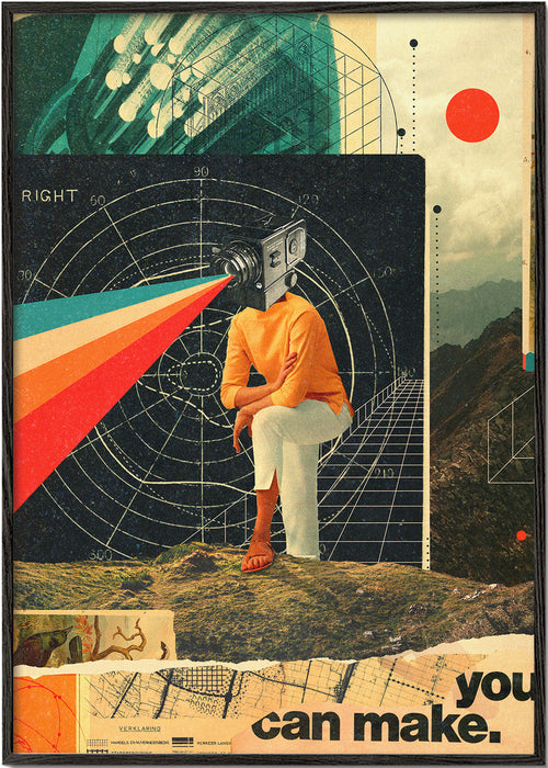 Vintage poster med kamera-collage