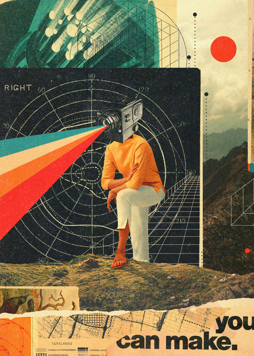 Vintage poster med kamera-collage