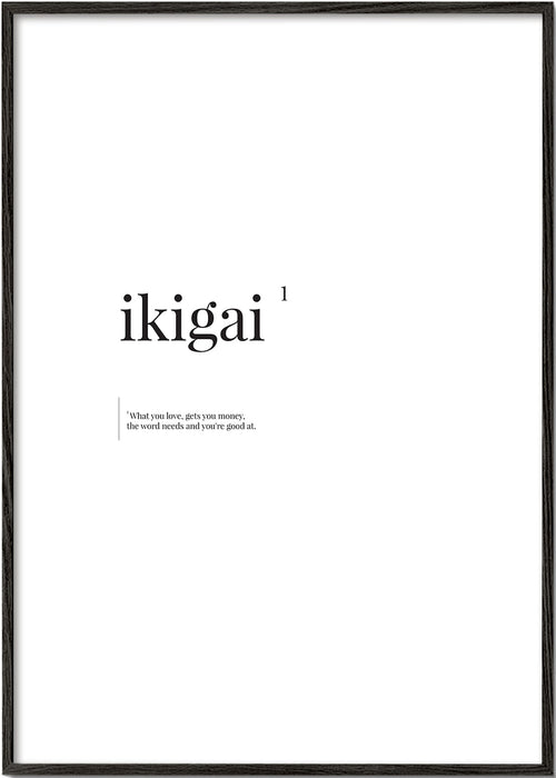 Ikigai typografisk minimalistisk affisch
