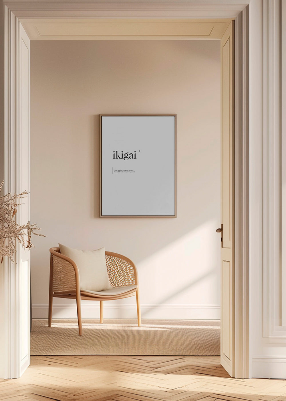 Ikigai typografisk minimalistisk affisch