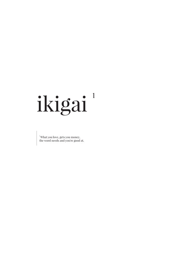 Ikigai typografisk minimalistisk affisch