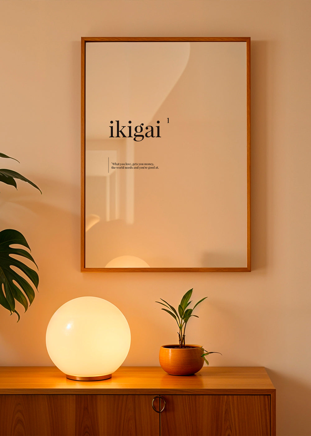 Ikigai typografisk minimalistisk affisch