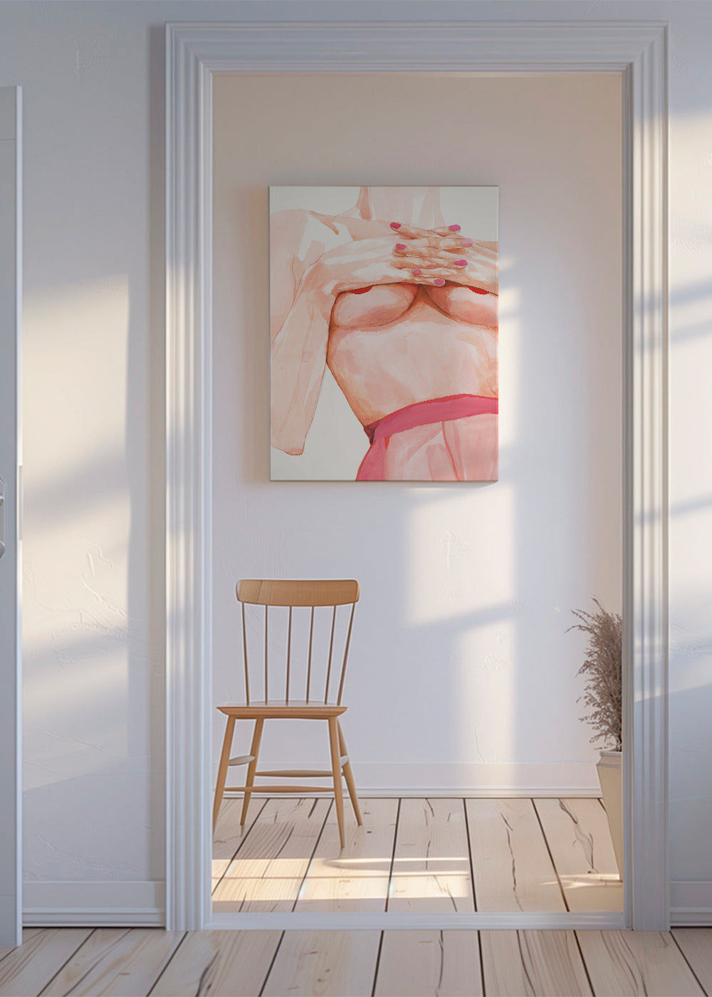 Illustration: kvinnlig torso akvarell