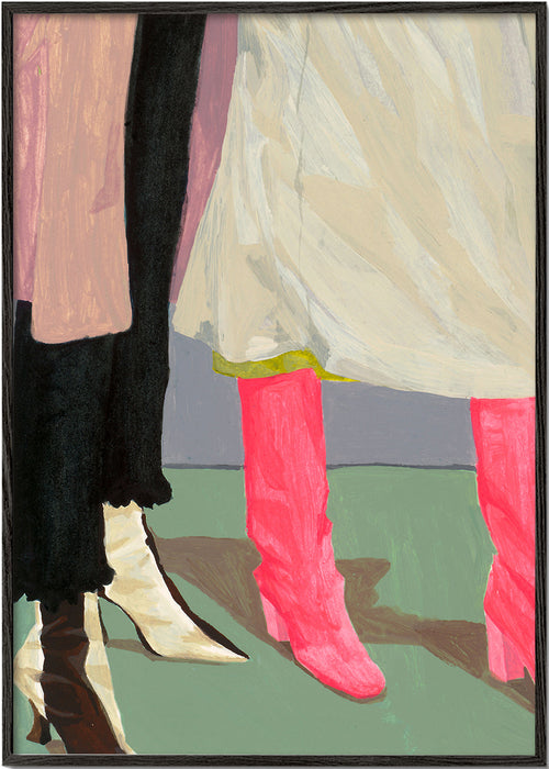 Illustration rosa stövlar och kjolar