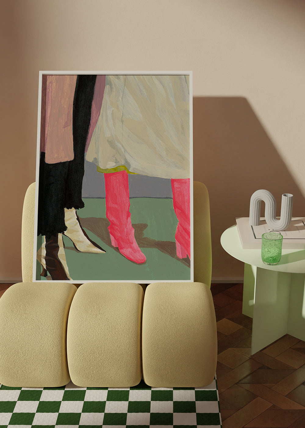 Illustration rosa stövlar och kjolar