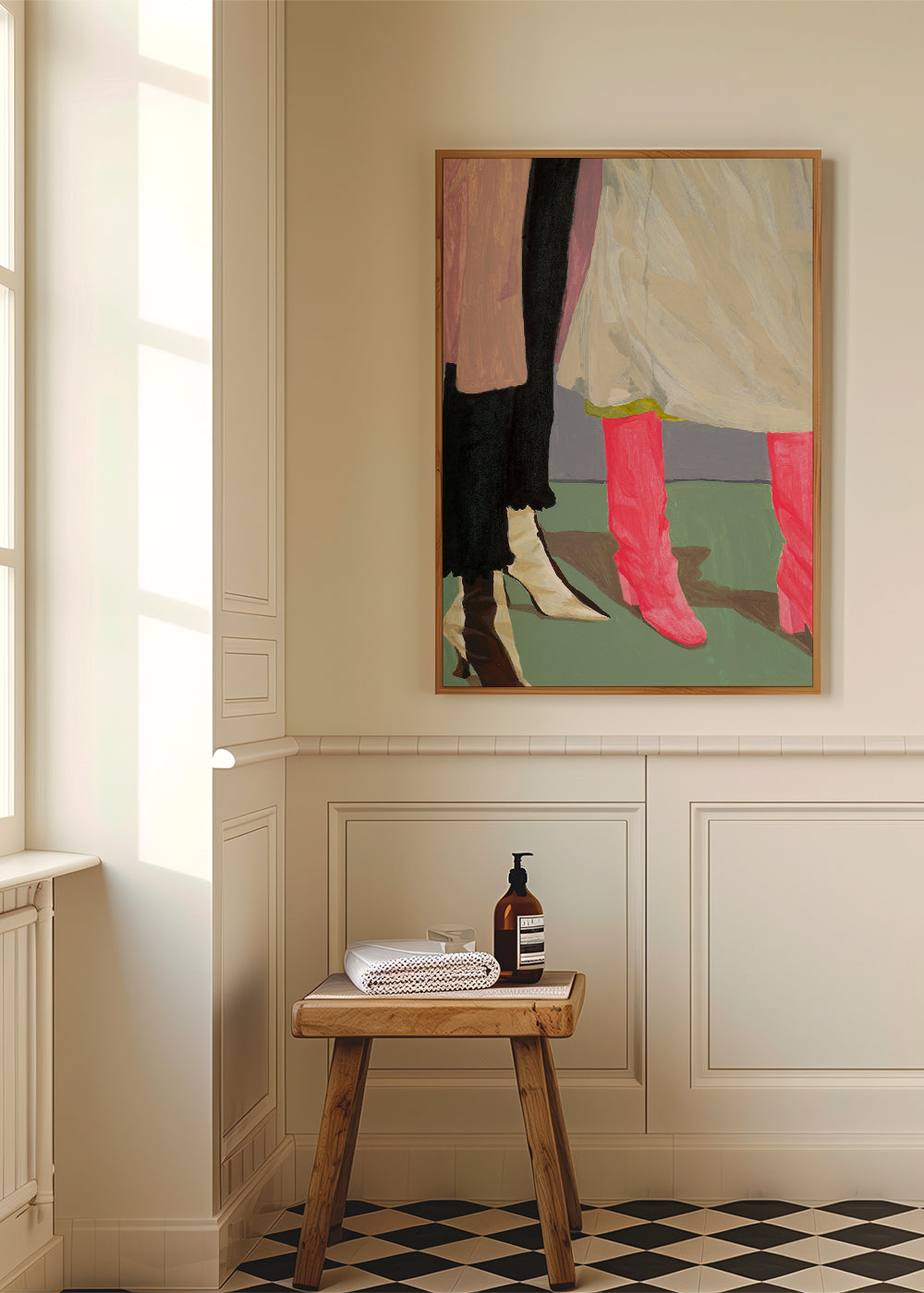 Illustration rosa stövlar och kjolar