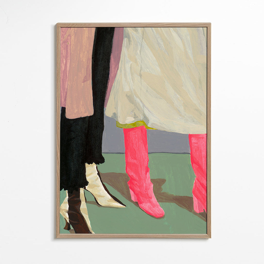 Illustration rosa stövlar och kjolar
