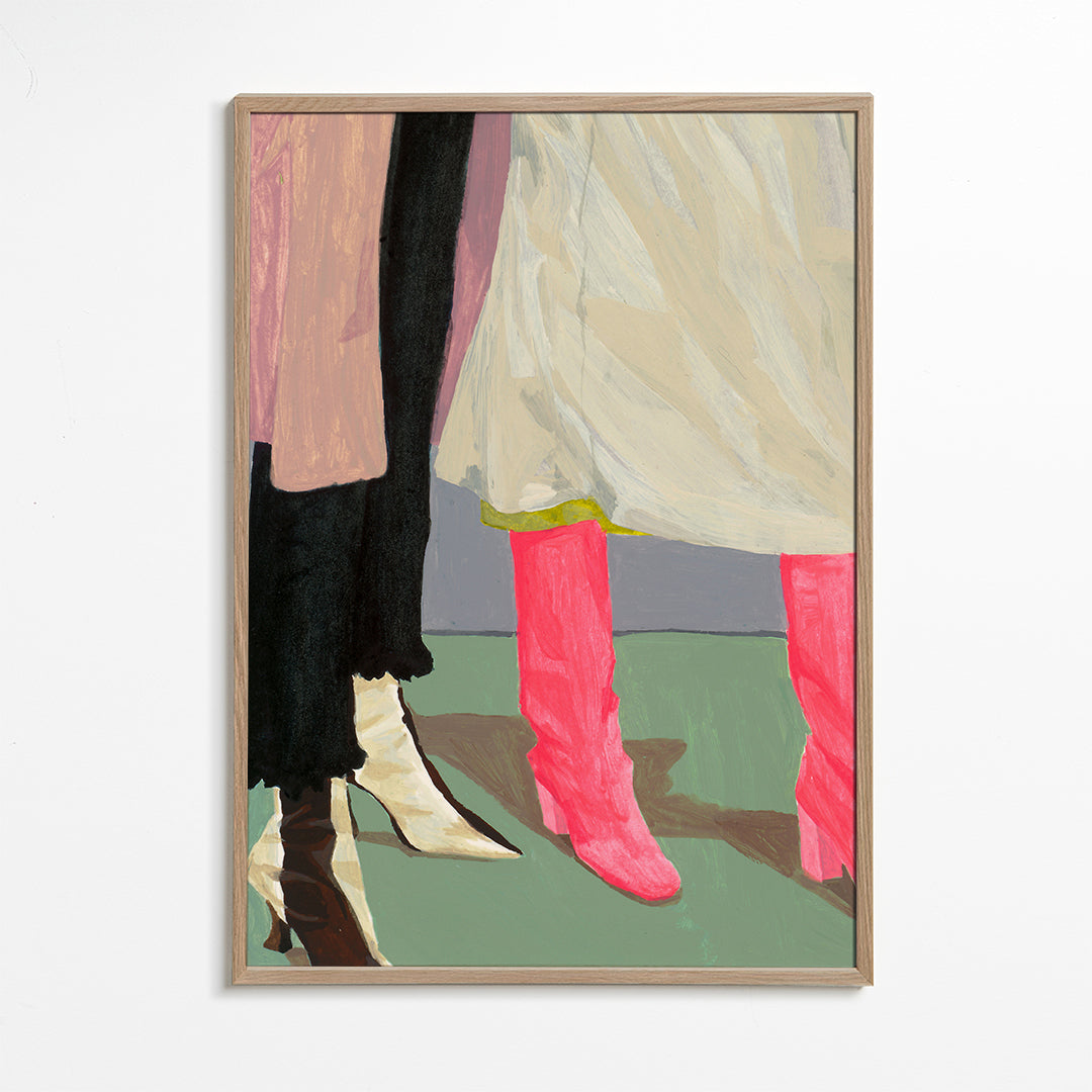 Illustration rosa stövlar och kjolar