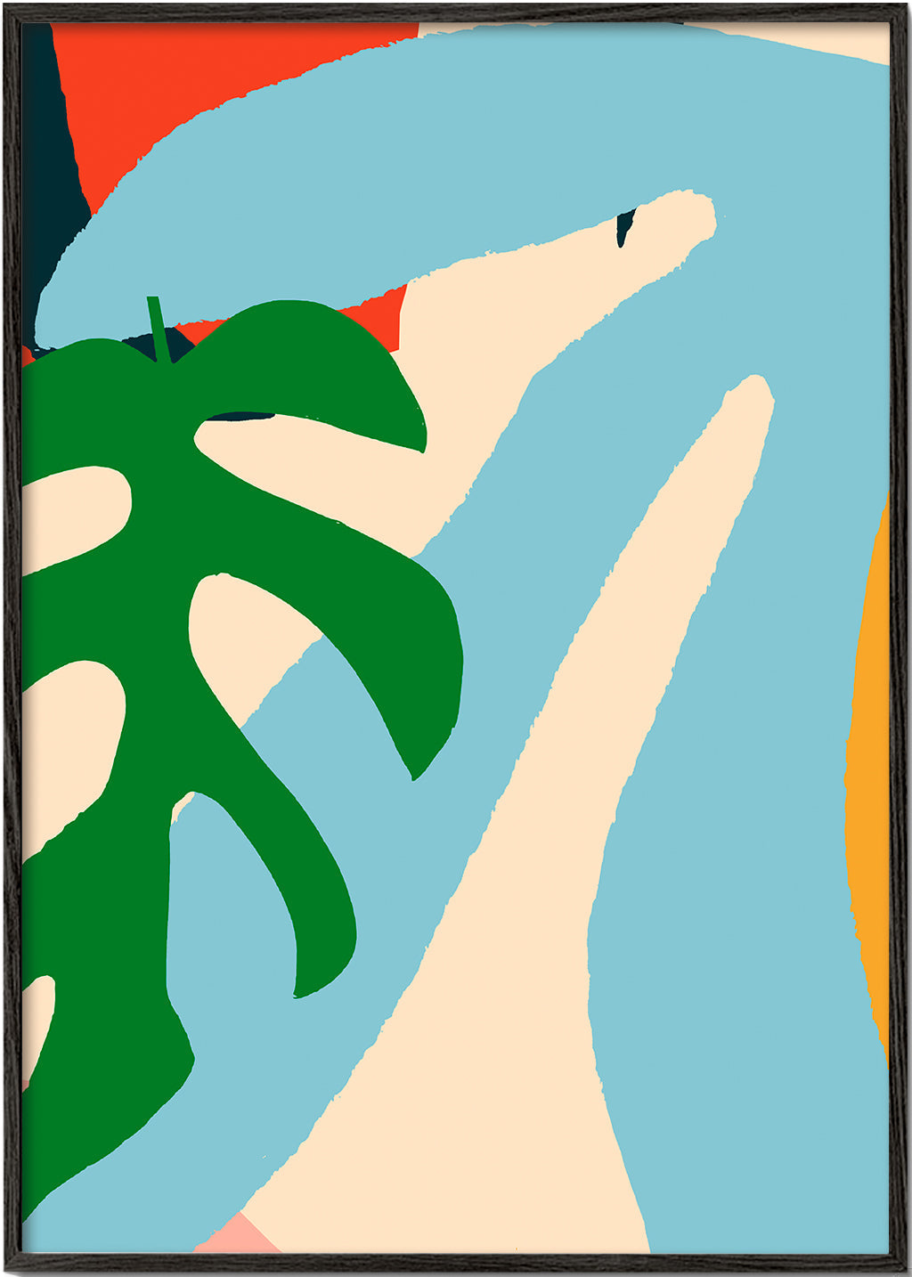 Hägerillustration med grönt blad