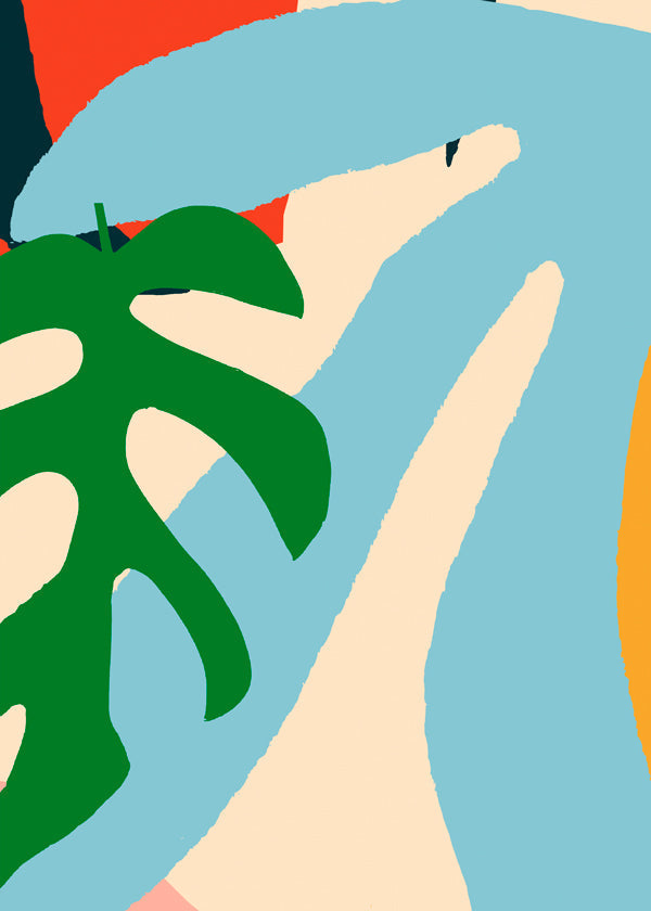 Hägerillustration med grönt blad