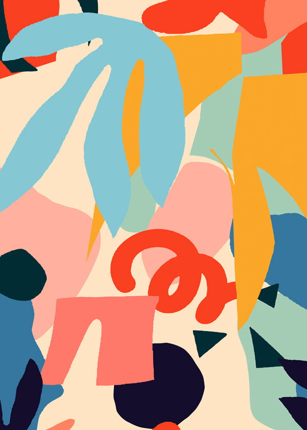 Abstrakt konstverk med organiska former och färg