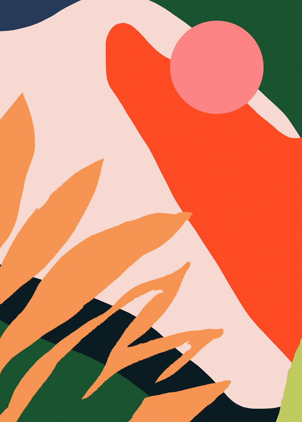 Botanisk affisch med organiska former och livfulla färger