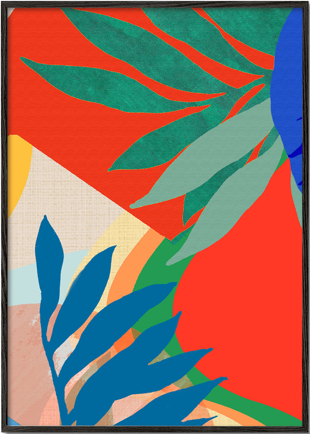Botanisk print tropiska färgglada blad