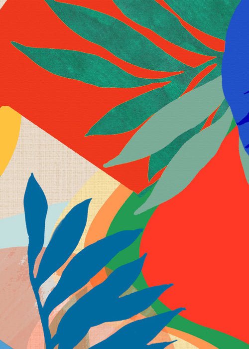 Botanisk print tropiska färgglada blad