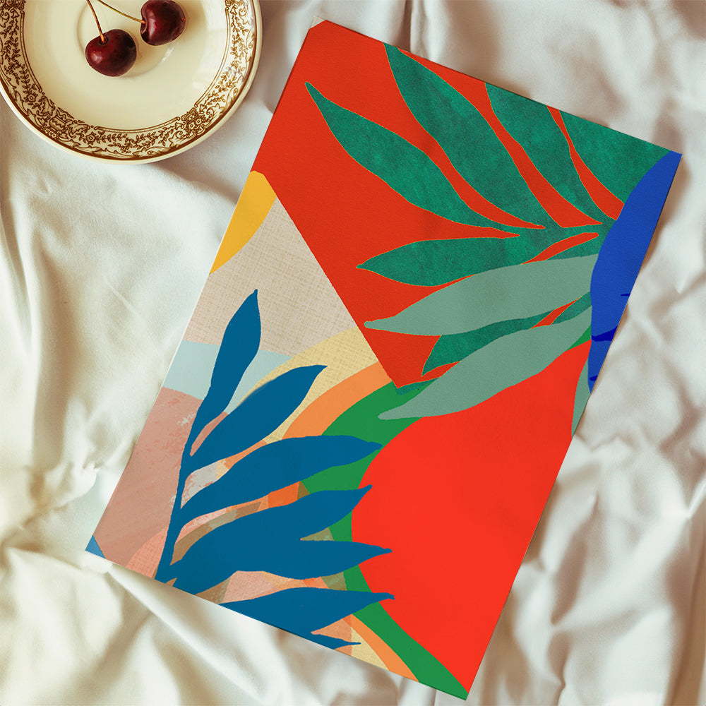 Botanisk print tropiska färgglada blad