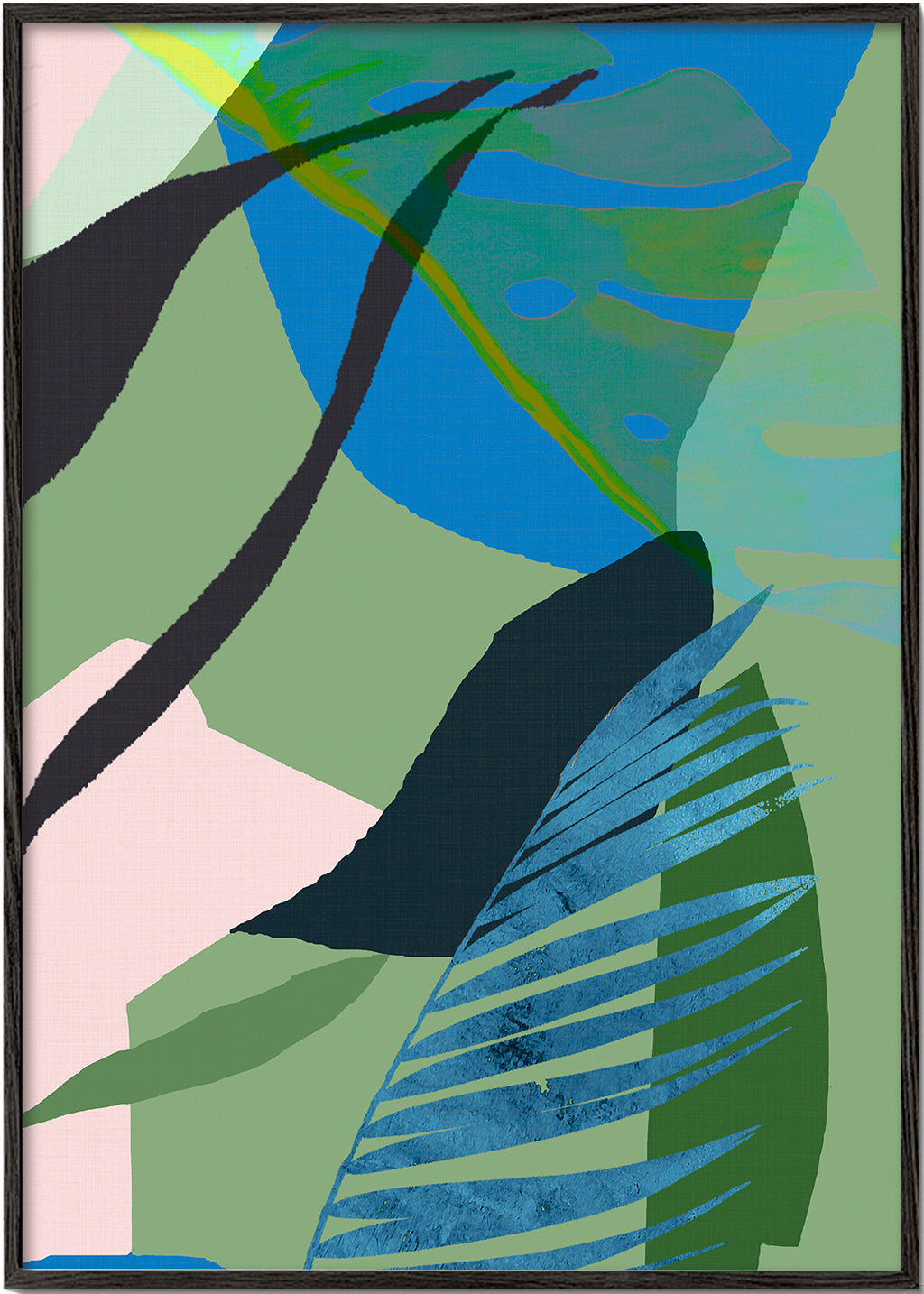 Botanisk poster tropiska blå-gröna blad