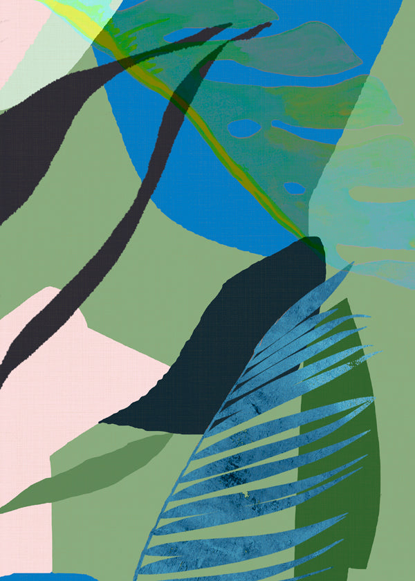 Botanisk poster tropiska blå-gröna blad
