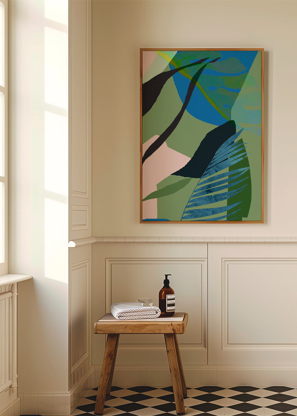 Botanisk poster tropiska blå-gröna blad