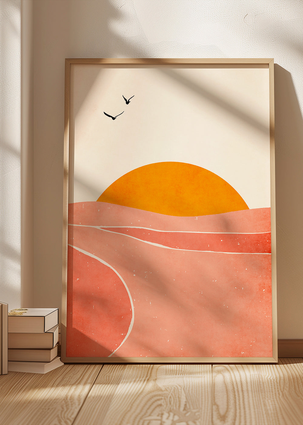 Landskapskonst med geometrisk korallsol