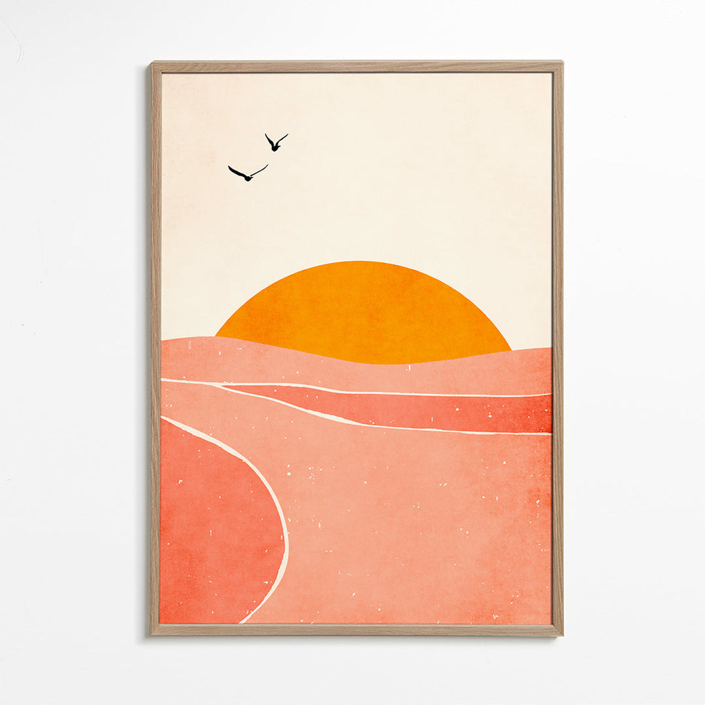 Landskapskonst med geometrisk korallsol