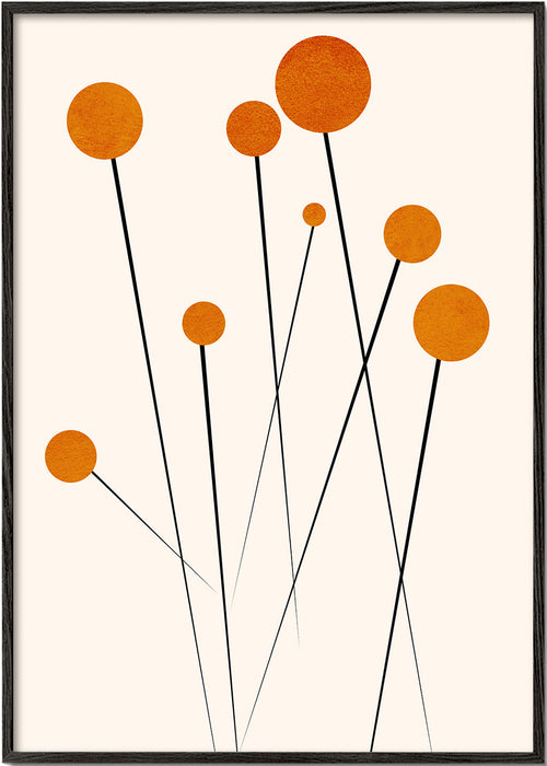 Botanisk poster med orange cirklar