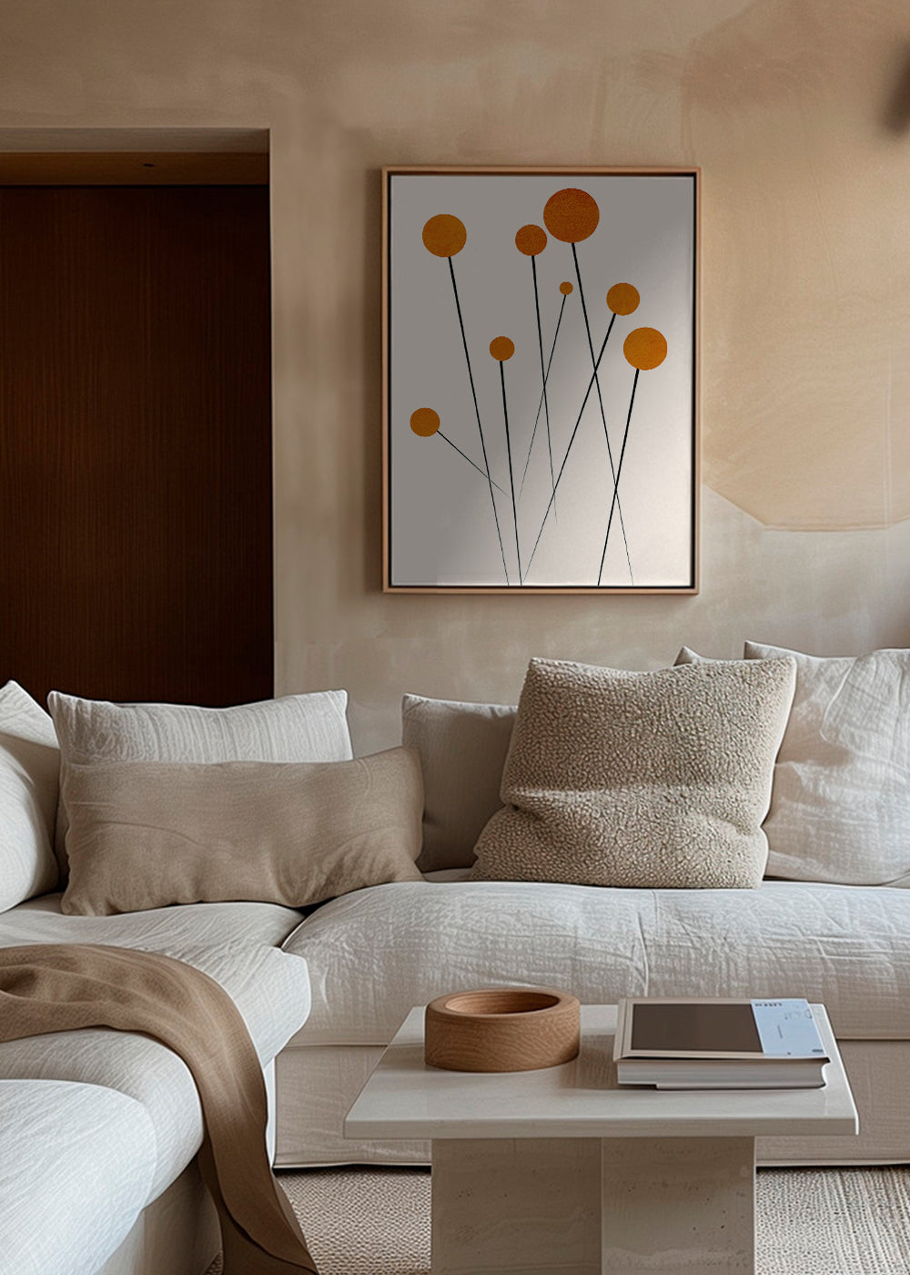 Botanisk poster med orange cirklar
