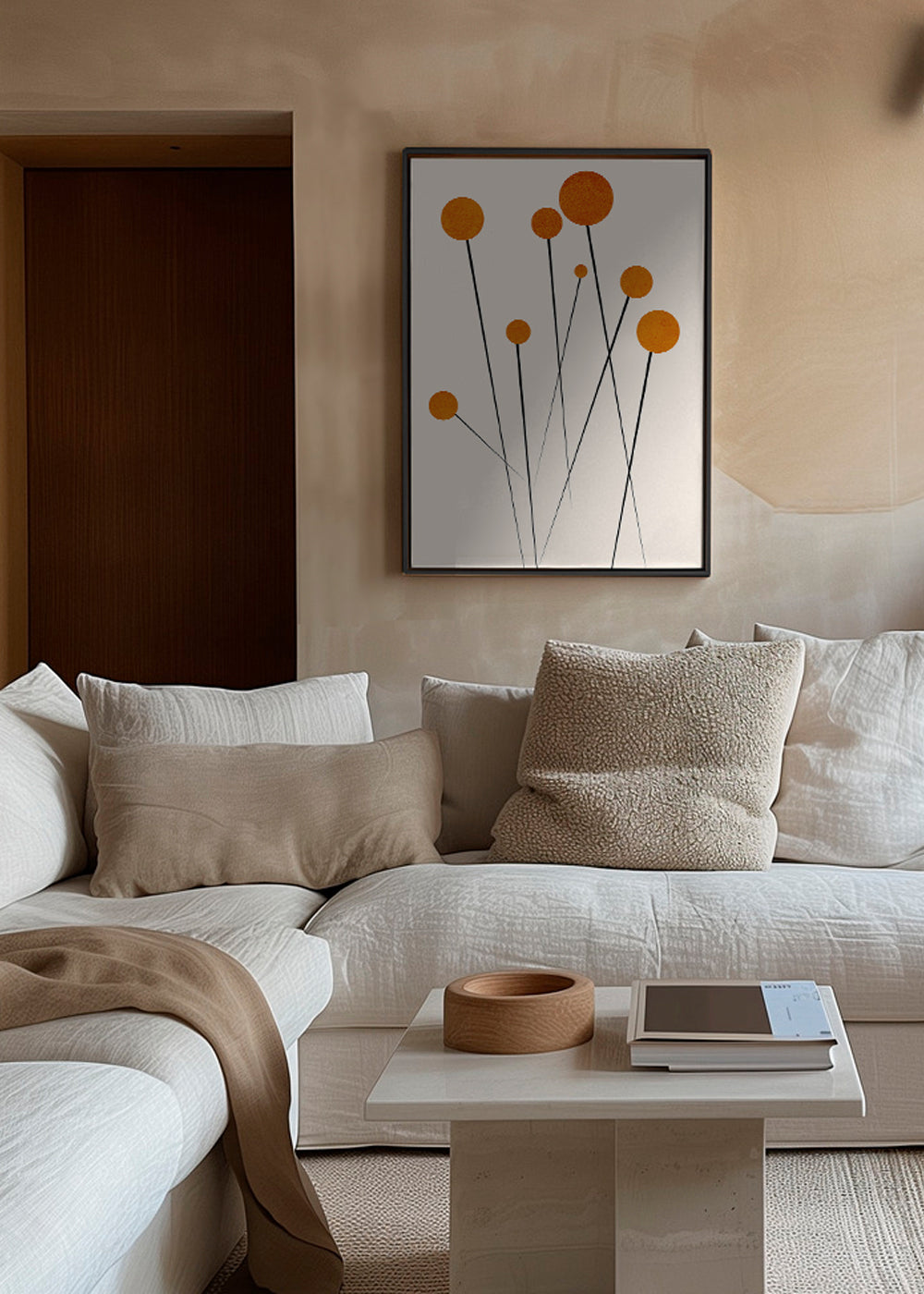 Botanisk poster med orange cirklar