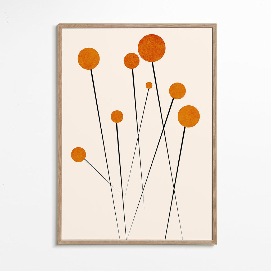 Botanisk poster med orange cirklar