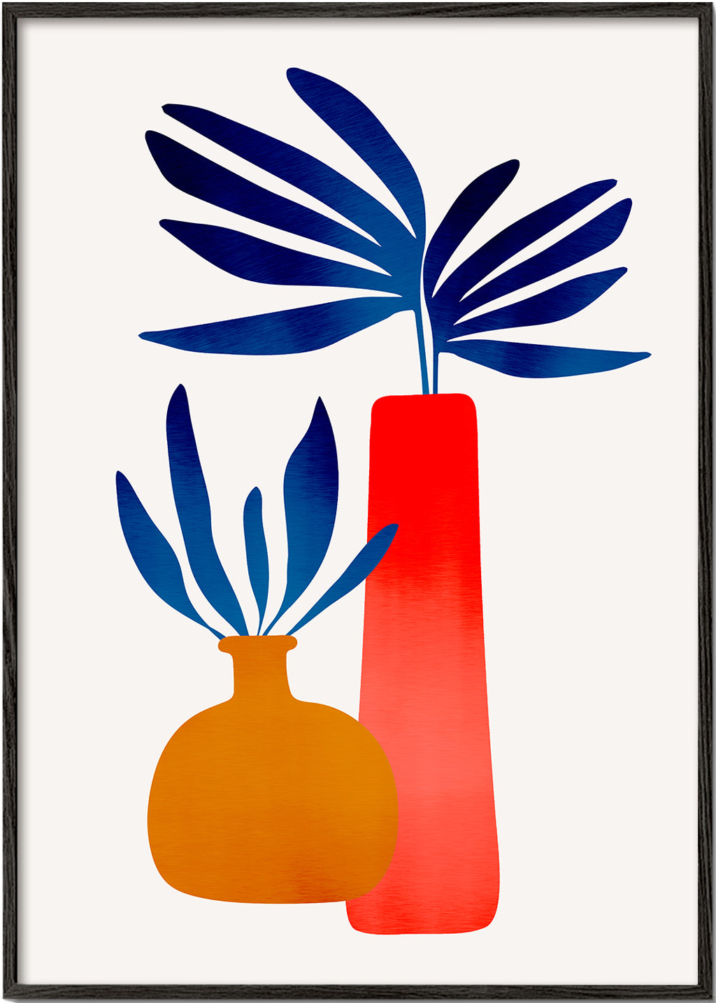 Botanisk poster med färgglada, minimalistiska vaser