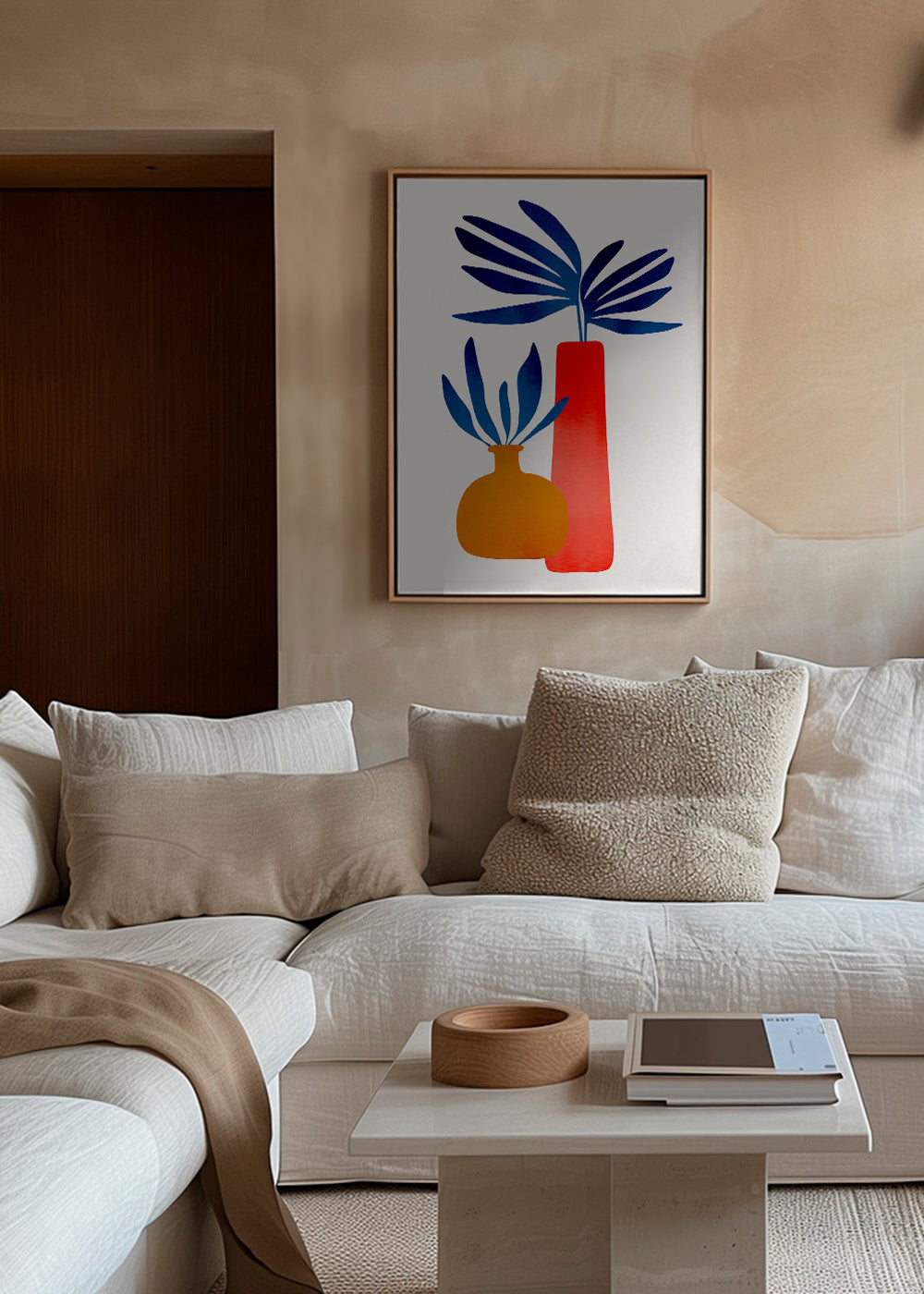 Botanisk poster med färgglada, minimalistiska vaser