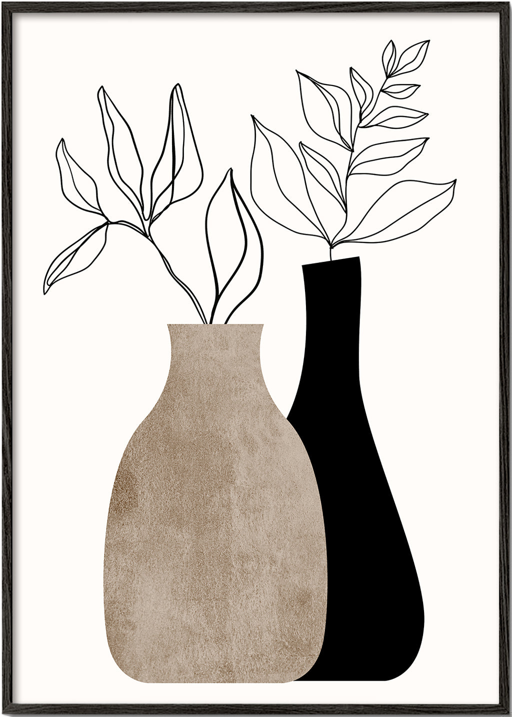 Botanisk poster med minimalistiska vaser
